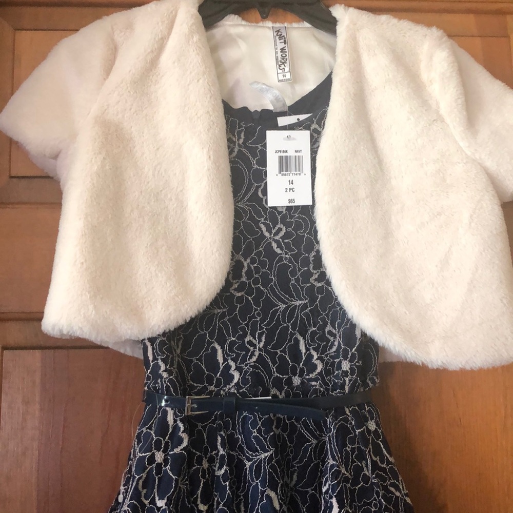 Navy blue and ivory dress